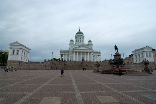 The cathedral area in Helsinki, a cathedral, a monument to Alexander II