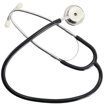 Stethoscope with black tube on the white background