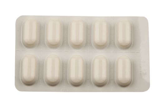 Blister with pills, isolated on white background