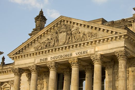 detail of the german reichstag on a sunny day