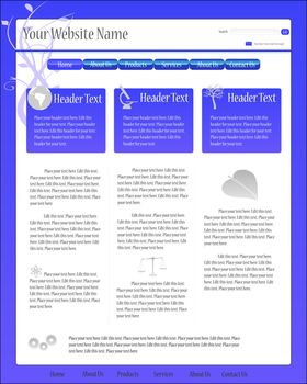 Vector editable full web page blue template.