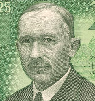 Anton Hansen Tammsaare (1878-1840) on 25 Krooni 2002 Banknote from Estonia. Estonian  writer.