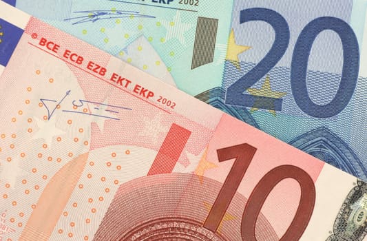 Euro banknotes close up