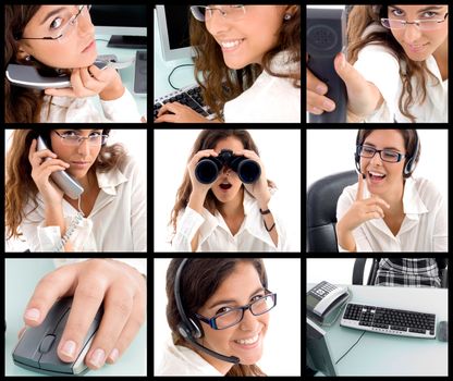 collection of different poses of young professional woman
