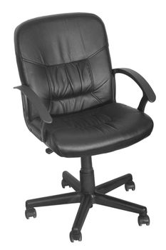 black office chair with wheels on white background
