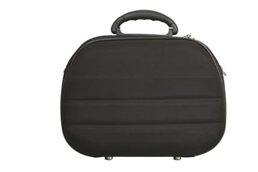 black handbag, modern luggage on white background