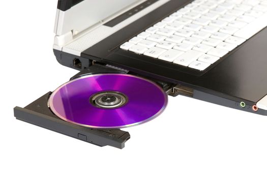 laptop dvd cd reader and writer isolated on white
