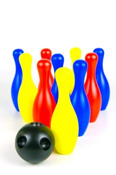 Ten pin bowling pins isolated against a white background