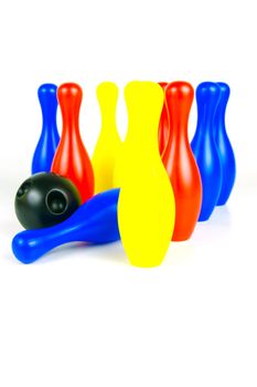 Ten pin bowling pins isolated against a white background