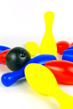 Ten pin bowling pins isolated against a white background