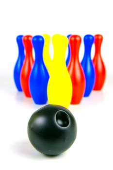 Ten pin bowling pins isolated against a white background