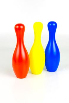 Ten pin bowling pins isolated against a white background