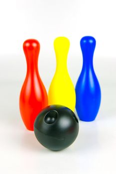 Ten pin bowling pins isolated against a white background