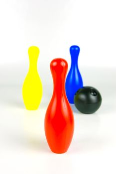 Ten pin bowling pins isolated against a white background