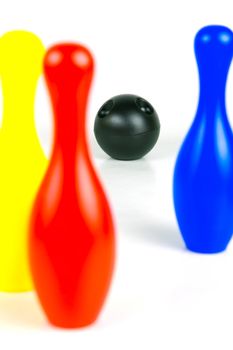 Ten pin bowling pins isolated against a white background