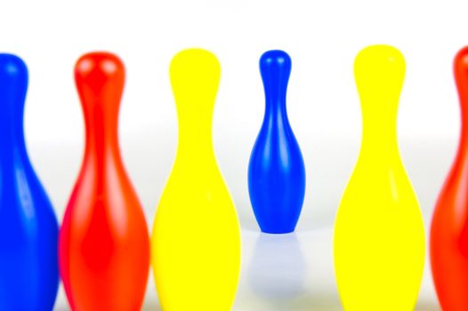 Ten pin bowling pins isolated against a white background