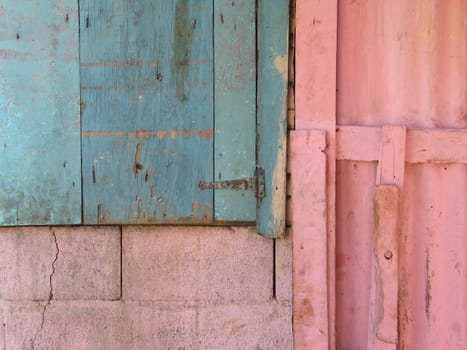 old blue and pink door