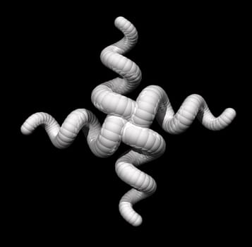 Abstract organic form on black background - 3d illustration