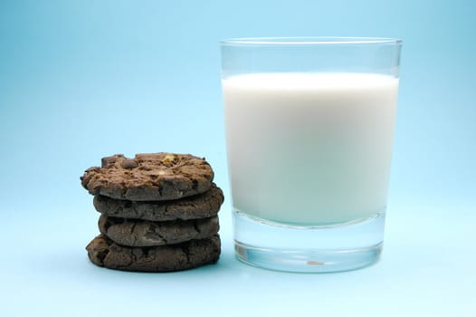 Choc chip cookies and a glass of milk