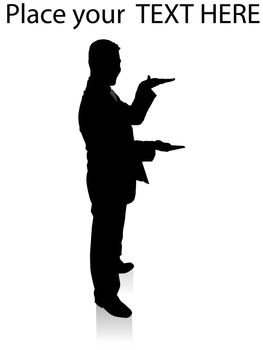 silhouette of executive measuring with hands on an isolated background