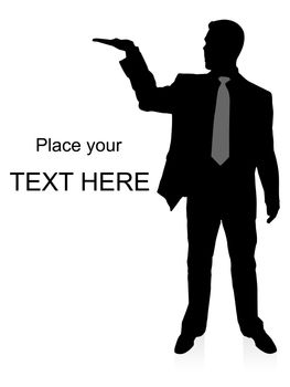 silhouette of young corporate holding something on an isolated white background