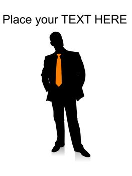  silhouette of young attorney posing with white background
