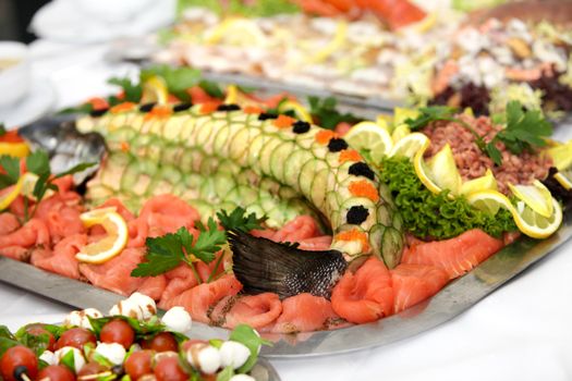 Fish platter with salmon - served delicious