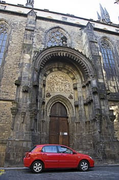 old castle and new car in Prague