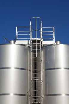 Stainless steel tanks in a modern winery, Alentejo, Portugal