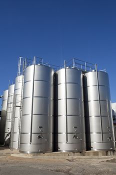 Stainless steel tanks in a modern winery, Alentejo, Portugal