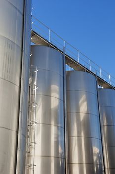 Stainless steel tanks in a modern winery, Alentejo, Portugal