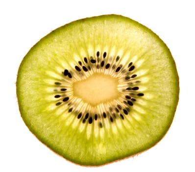 Food. Slice of Kiwi on white background. Isolated