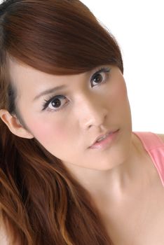 Beauty of Asian closeup portrait with beautiful eyes.