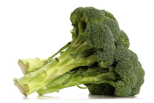fresh raw broccoli, white background