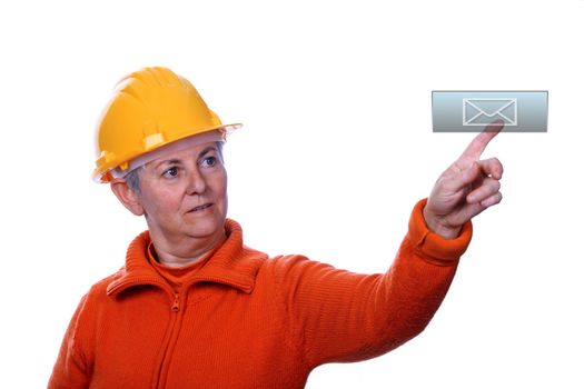 mature woman architect over white background