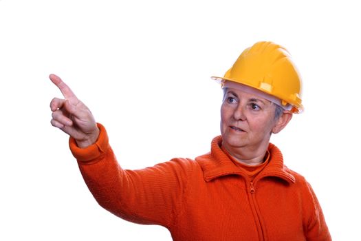 mature woman architect over white background