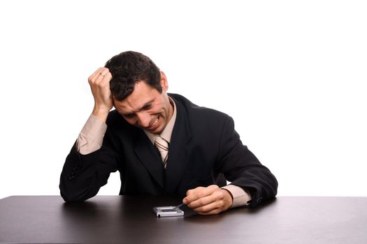 businessman over white studio background