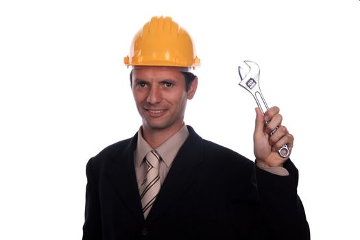 beautiful architect over white background