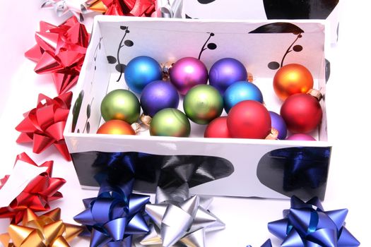 christmas presents over white background