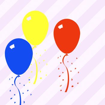 balloons in primary colors dancing fort lined background