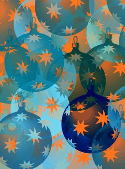 pattern with christmas decorations in blue and orange