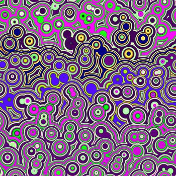 seamless texture of rings in pink, blue and yellow