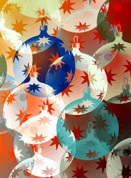 pattern with colorful christmas decorations and stars