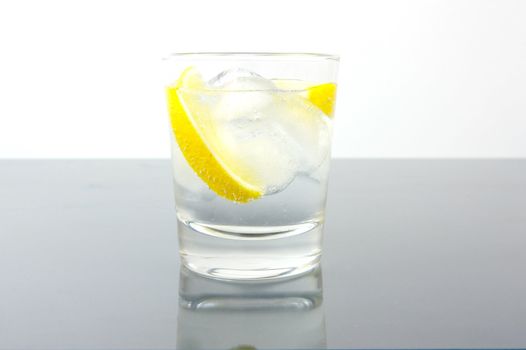 Ice water with a wedge of lemon