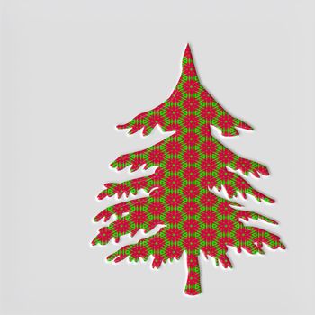 3 dimensional pine tree with red and green filling in holiday style
