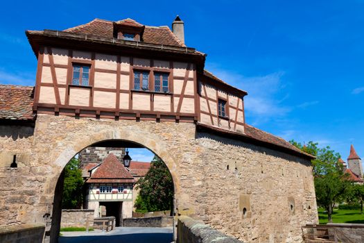 City gate in Rothenburg ob der Tauber, Bavaria.