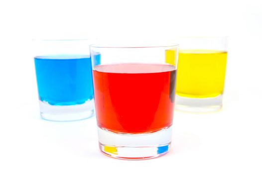 Glasses of soft drink isolated against a white background