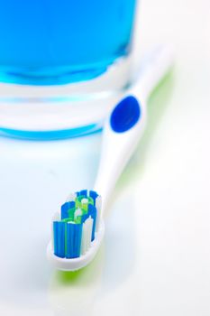 Dental products isolated against a white background