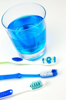 Dental products isolated against a white background