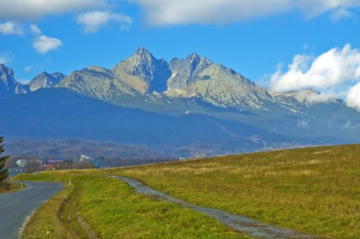 Road in the High Tatras Mountains. 